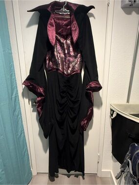 Black and Plum Gothic Vampire Costume - two-piece